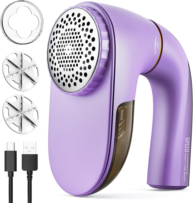 POPCHOSE Fabric Lint Shaver, 6-Leaf Blades & 2 Speed, 2000mAh Rechargeable | Lint Remover for Clothes, Sweater Shavers to Remove Pilling, Electric Lint Remover for Couch, Furniture, Fuzz