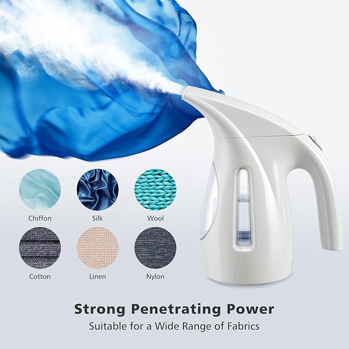 HiLIFE Steamer for Clothes, Handheld Garment Steamer, 240ml Big Capacity, 700W, Strong Power, Fabric Quick Wrinkle Remover with Brush for Home, Office(ONLY 120V)-White