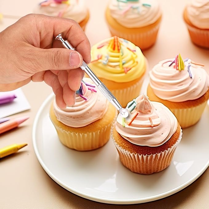4pcs Sprinkles Tool for Cake Decorating, Jewelry Septum Earring Piercing Ball Bead Holder Screw on Grabber Tool Includes Claw Pen Pearl Grabber & Tweezers with Shovel Head Spoon for Cookie Cupcake