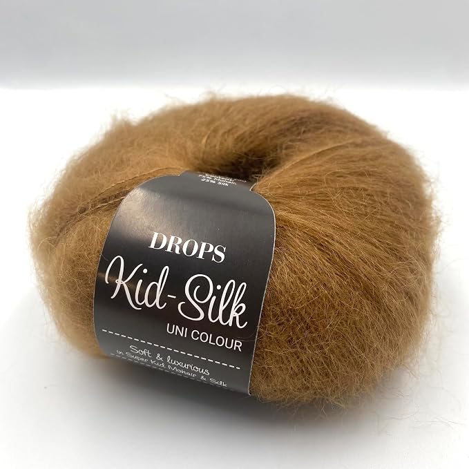 Drops Mohair and Silk Yarn Kid-Silk, 0 or Lace, 2 Ply, 0.9 oz 230 Yards per Ball (51 Toffee)