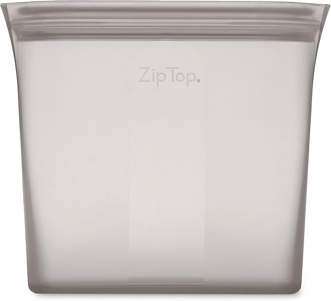 Zip Top Reusable Food Storage Bags | Sandwich Bag [Gray] | Silicone Meal Prep Container | Microwave, Dishwasher and Freezer Safe | Made in the USA