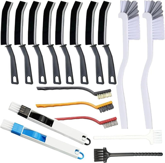17Pcs Crevice Cleaning Brush Tool Multifunctional Hard Bristle Gap Cleaning Supplies for Bathroom Grout Sink Bathtub Shower Corner Kitchen Toilet Window Track Brushes Small Spaces