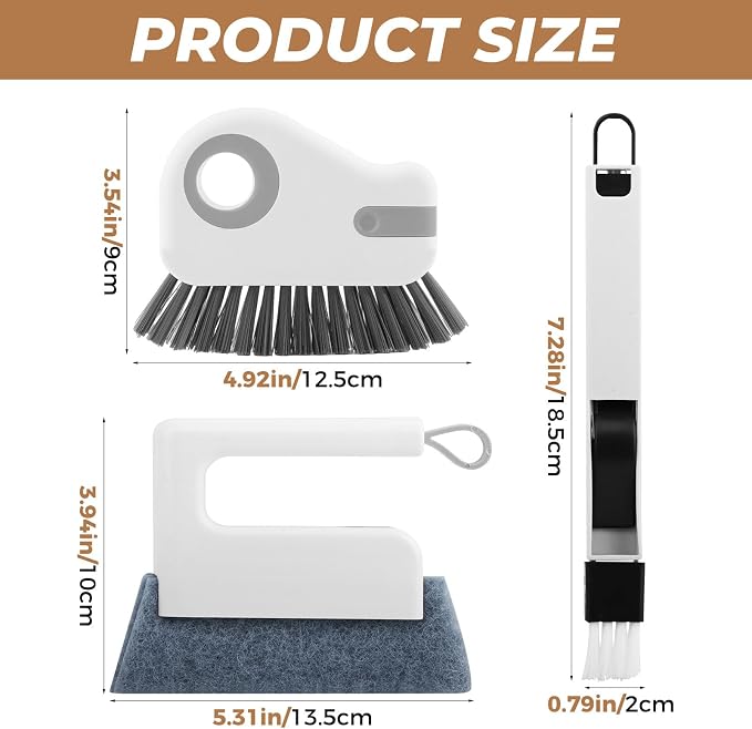 6Pcs Window Track Cleaner with Hard Bristle Brush & Scraper, 2-in-1 Groove Cleaning Tool for Sliding Door Tracks, Window Sills, and Seal Crevices
