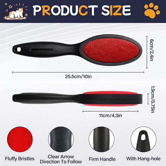 1 Pack Magic Lint Remover Brush for Pet Hair, Reusable 2-Sided Lint Brush for Clothes, Bedding, Carpet & Furniture, No Sticky Lint Roller Refills Needed