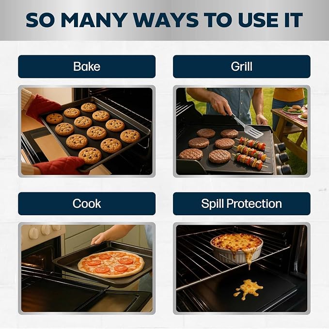 Cooks Innovations Non-Stick Oven Protector Mat, 3 Pack Heavy Duty Nonstick Oven Rack Liners to Protect Convection, Electric, Gas, & Microwave Ovens, BPA & PFOA Free Heat Resistant Baking Mat