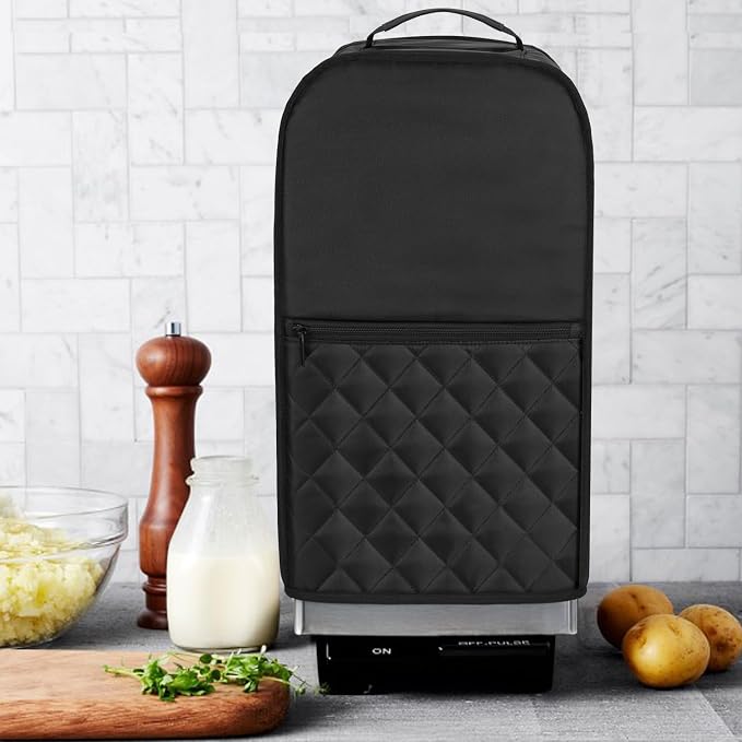 Luxja Food Processor Cover Compatible with Cuisinart and Hamilton Beach 11-14 Cup Processor, Food Processor Dust Cover with Accessories Pockets, Black