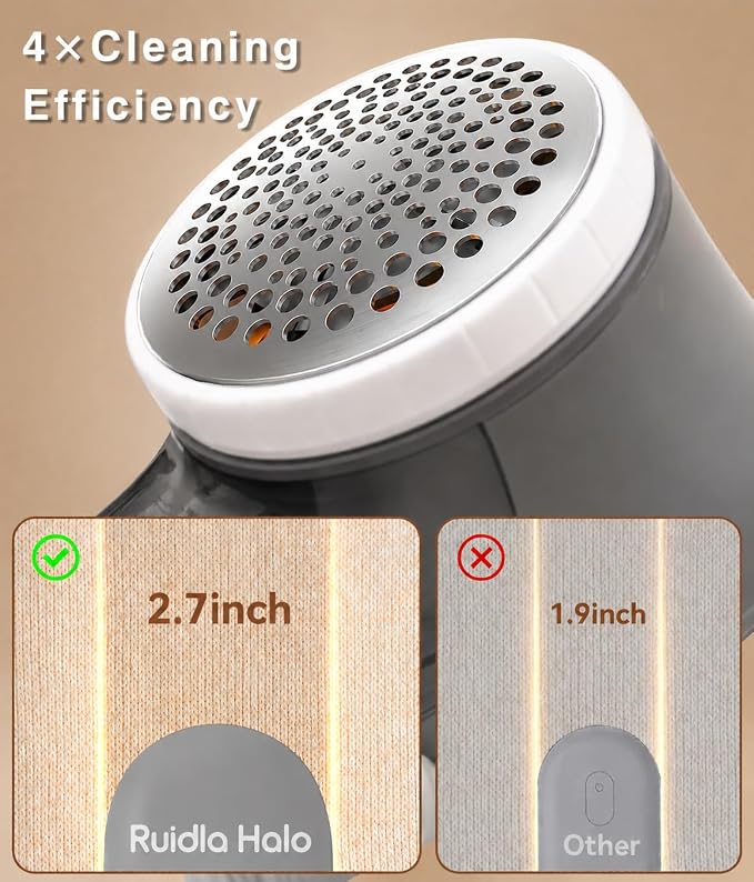 Fabric Shaver Lint Remover, 6-Leaf Defuzzer for Clothes & Couch | Battery operated 6-leaf fabric defuzzer removes pills, lint and fuzz from sweaters, coats, couch, blankets and upholstery