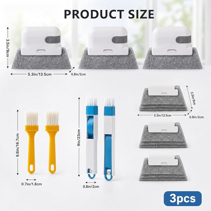 12pcs Magic Window Track Cleaner Tool, Sliding Door Tracks Cleaning Brush, Window Sill Seal Crevice Groove for Tile Lines Ac Vents Keyboards
