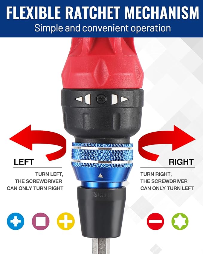 WORKPRO 12-in-1 Ratcheting Multi-Bit Screwdriver Set | Quick-load Mechanism Screwdriver with Double End Bits in Handle