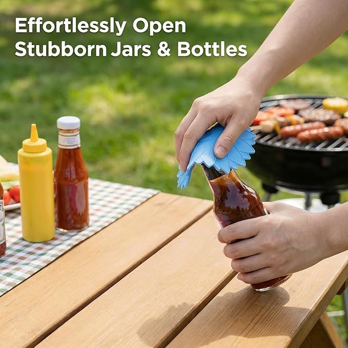 4 Pack Silicone Jar Opener Gripper Pads, Non-Slip Grippers for Opening Jars, Easy-Twist Jar Openers for Weak Hands and Seniors, Dishwasher Safe, Heat Resistant (Neutral Colors)