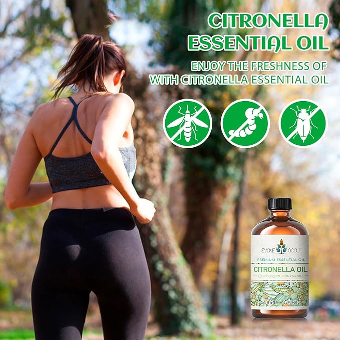 EVOKE OCCU Citronella Oil for Diffuser & Air Freshening | Add to Spray for Indoor & Outdoor Freshness, Ideal for DIY Cleaning Soap & Candle Making - 118mL / 4 fl oz