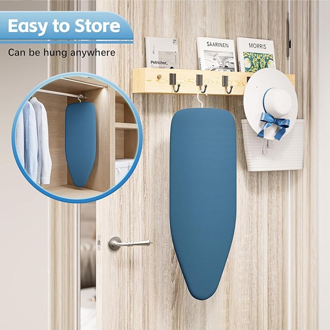 Small Ironing Board Tabletop with Heat Resistant Cover, Compact Mini Ironing Board with Metal mesh Frame,for Dorm,Apartment and Travel, Hook for Hanging, Iron Board 12x30, Iron Table Stand Pure Blue