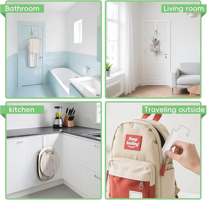 2 Pack Over The Door Hooks,Over The Door Clothes Hanger with 10 Ridges,Space-Saving Over The Door Drying Rack,Door Hooks for Hanging Clothes,Larger Capacity Over The Door Hanger White