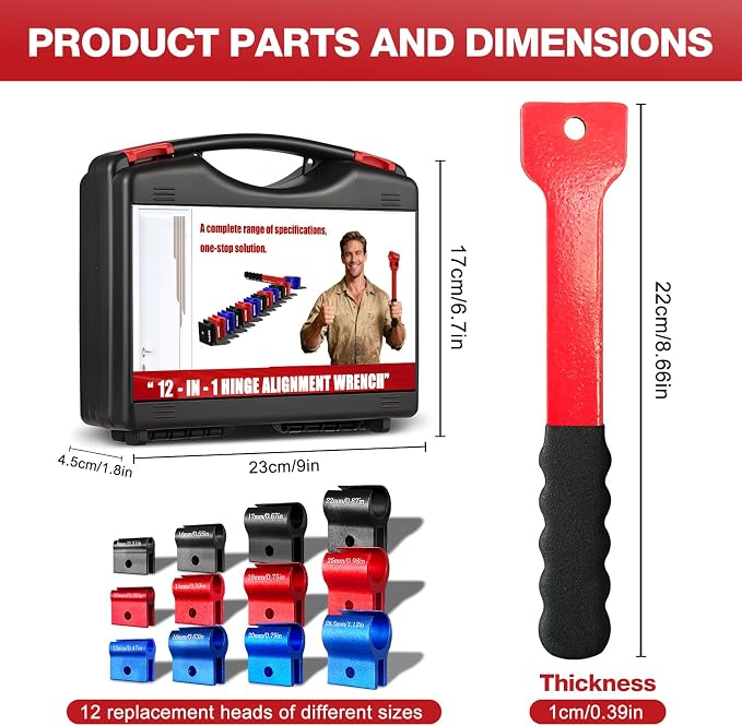 Vdsfand 12 IN 1 Door Hinge Adjustment Tool Kit Door Gap Adjustment Tool for Precise Hinge Gap Adjustment Upgraded Door Hinge Tool for Installation and Repair of Residential and Commercial
