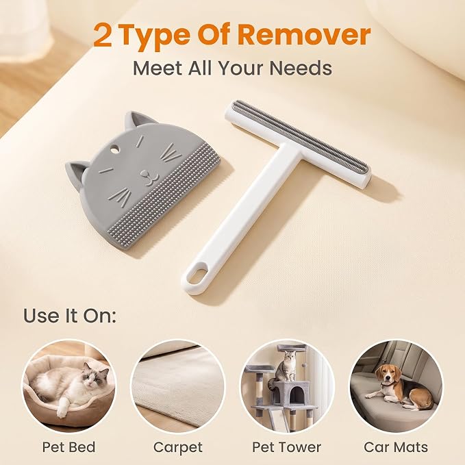 2Pack Set Pet Hair Removal Tool, Reusable Carpet Scraper Hair Remover | Dog Cat Fur Removal Scraper Fuzz Hairball Brush Lint Fabric Shaver for Carpet, Car Mat, Couch, Pet Bed, Cat Tree, Furniture