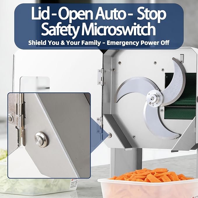 Electric Vegetable Chopper & Slicer, Multi-Functional Vegetable Processor Slices, Shreds, Sections, Easy Clean Automatic Shredder for Commercial & Home Kitchen, Salad, Meal Prep