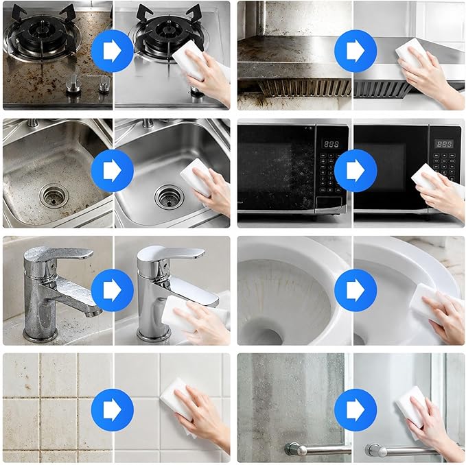Eco-Friendly Magic Eraser Sponge 10 Pack - Long Lasting Cleaning Sponge for Home Use - Kitchen Bathroom Tile Grout Stain Remover