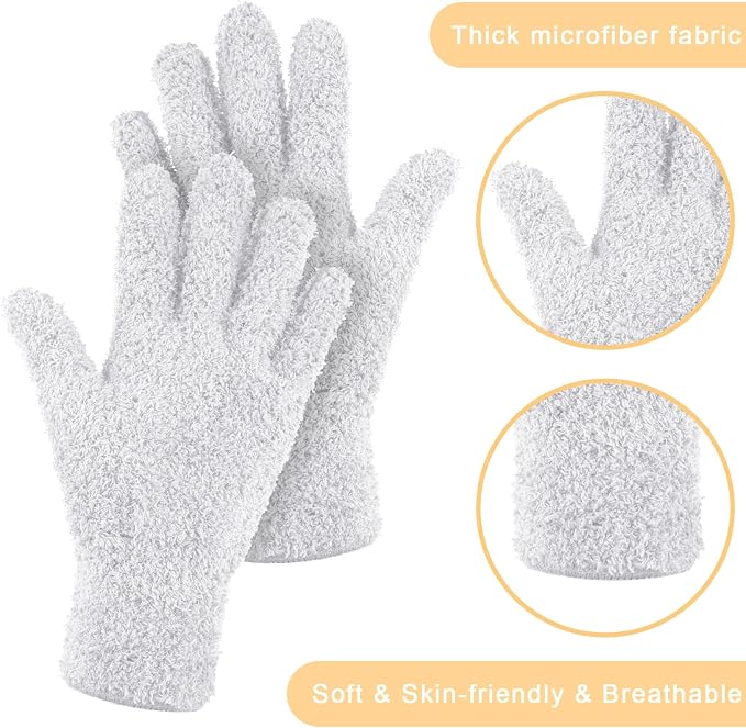 Patelai 3 Pairs Microfiber Plant Dusting Gloves Leaf Cleaning Gloves for Indoor Plants, Blinds, Furniture, House (Pink,Nude,White,Medium)