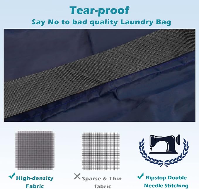 Heavy Duty Laundry Bag 2 Pack XL Nylon Laundry Bags with Straps, Washable Large Dirty Clothes Organizer with Drawstring Closure, Travel Washing Bag Fit a Laundry Hamper or Basket | Extra Large Laundry Bags, Drawstring Closure, Washable Large Dirty Clot...