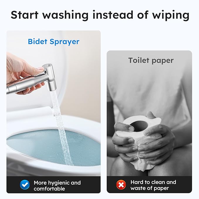 Arofa Handheld Bidet Sprayer for Toilet - 3 Pack Bidets Faucet for Existing Toilets Cloth Diaper Jet Sprayer, Stainless Steel Muslim Shower with Bidet Hose for Feminine Wash