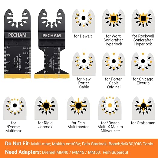 50PCS Titanium Oscillating Tool Blades, Universal Oscillating Multitool Blades Metal Cutting Quick Release for Hard Material Metal Nails Wood Plastic Fit Dewalt Rockwell Milwaukee Makita Bosch