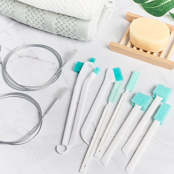 Ice Machine Cleaner Brush Kits, 10 PCS Ice Maker Cleaning Tools - 2PCS Long Drain Pipe Brushes and 8 PCS Crevice Cleaning Brushes