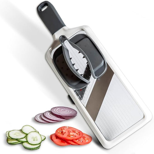Multi Handheld Mandoline Slicer - Adjustable Stainless Steel Blades, Comfort Grip, Safety Features, Dishwasher Safe Easy to Clean Ideal for Fast and Precise Slicing of Fruits and Vegetables