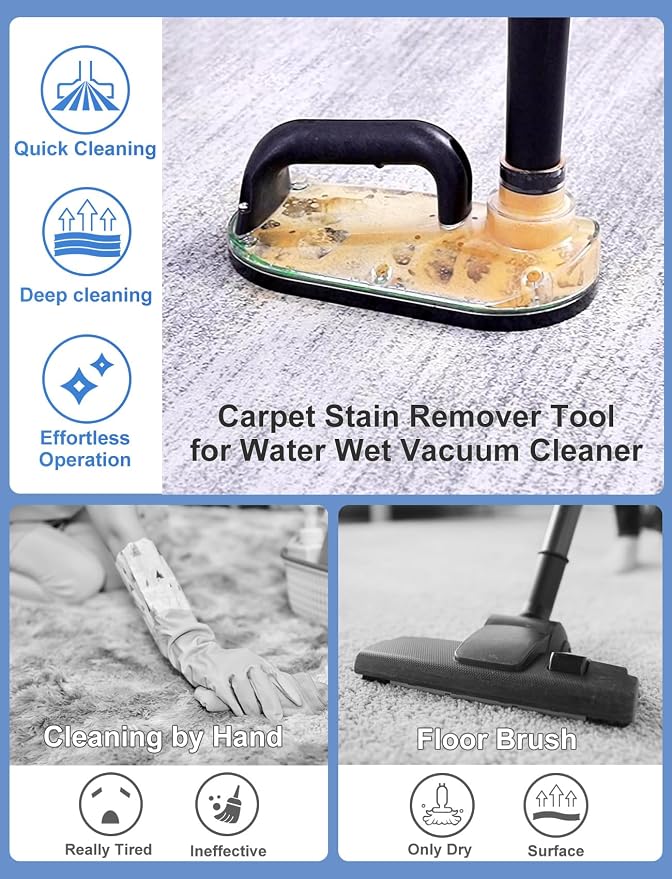 Nekuma Handheld Sub Surface Carpet Extractor Cleaner Stain Remover Tool Attachments for Water Wet Dry Vacuum Machine, Deep Cleaning Rug Shampooer Solution for Pets Dogs