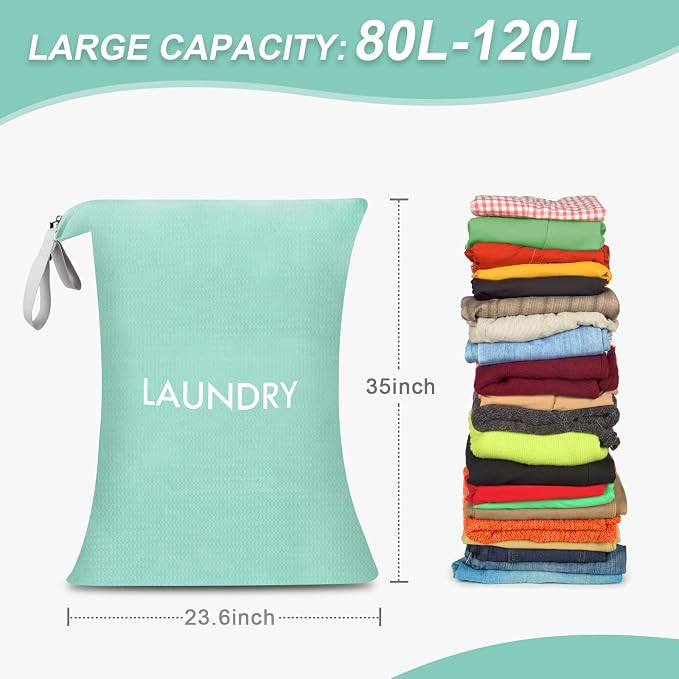 Wiseboy 120L Extra Large Travel Laundry Bag with Heavy-Duty Zipper | Water-Resistant Nylon Dirty Clothes Organizer for College Dorm, Camping, Tear-Resistant Storage Bag for Laundry Mat & Moving