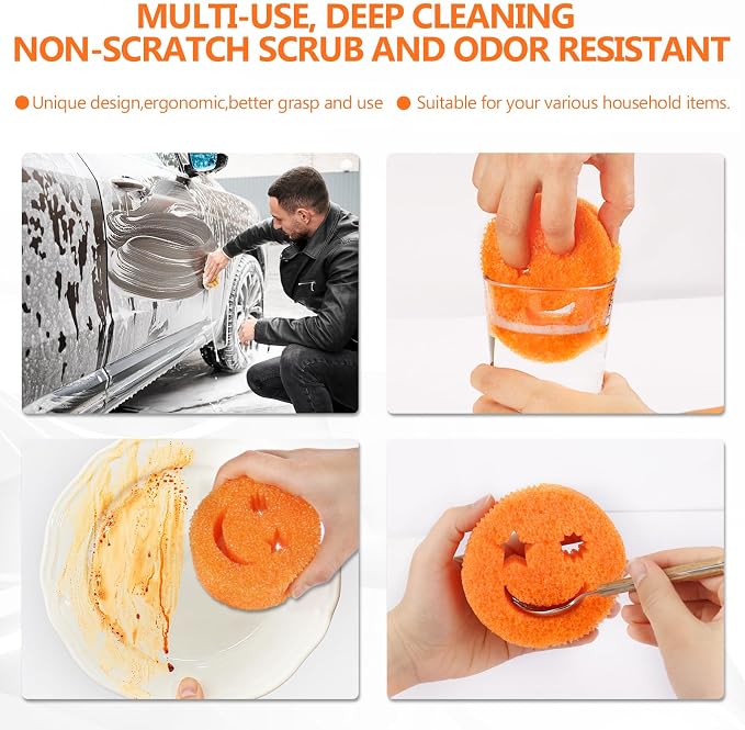 Kitchen Sponges 6 Pack, Scratch Free Dish Sponges for Kitchen & Bathroom | BPA Free Polymer Foam Sponge, Multipurpose Use for Dishes & Bathroom, Odor Resistant Scrubber
