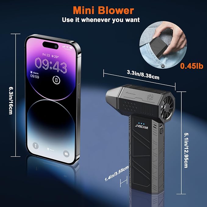 Compressed Air Duster-130000RPM Super Power Air Blower with Brushless Motor | 3-speed adjustable rechargeable Air Duster for PCs, Keyboards, Cars, Outdoor Use, the Home, and Clearing Snow and Leaves