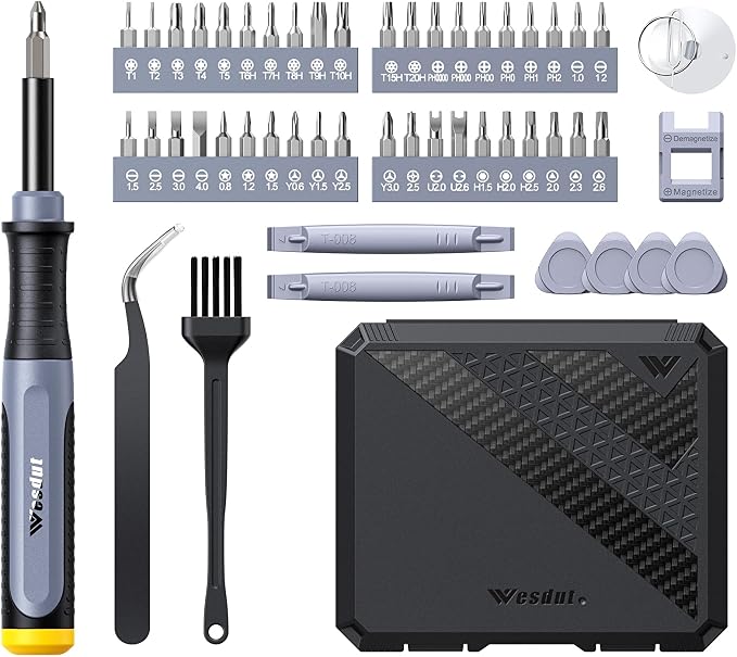 [Updated] Wesdut 52 in 1 Precision Screwdriver Set, [Super Durable] S2 Alloy Magnetic Screwdriver Repair Kit, Portable Mini Electronics Repair Tool for Phone Laptop PC Xbox Switch Watch Eyeglasses