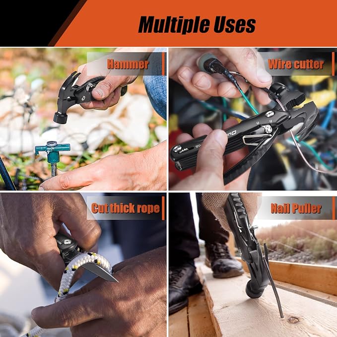 Gifts for Men 12 in 1 Hammer Multitool, Cool Gadgets for Husband | Stocking Stuffers for Men, Hunting Anniversary Birthday Gifts for Him Who Wants Nothing, Camping Essentials Survival Gear