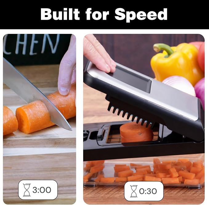 Vegetable Chopper, 10-in-1 Mandoline Slicer & Food Chopper, Multifunctional Veggie Onion Chopper Cutter with Container and Spiralizer, Kitchen Gadgets for Salad,Potato,Carrot,and Garlic