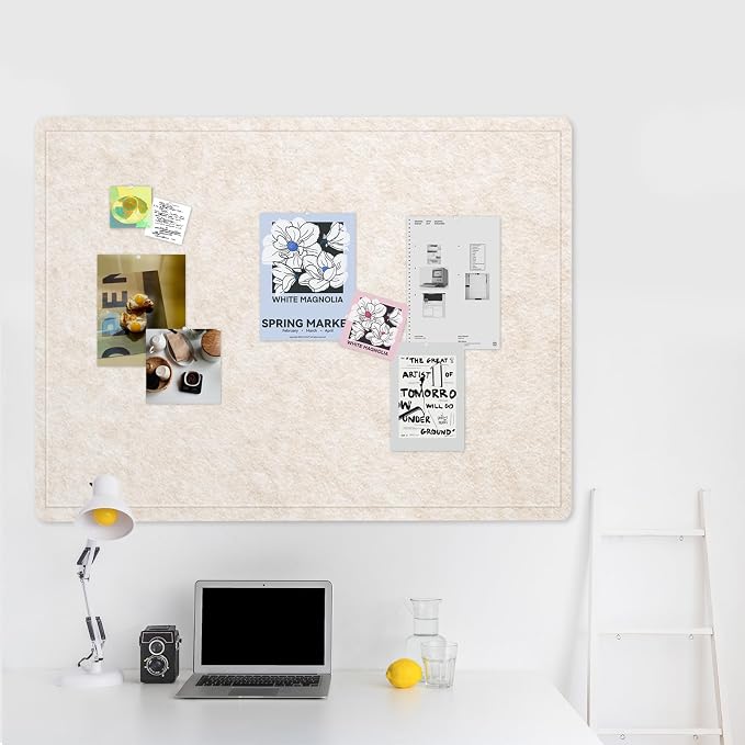 Felt Bulletin Board 48x36 inches, Decorative Pin Board for Home & Office | Cork Board Alternative for Wall with Push Pins, Display Mood Board for Photos, Notes & Reminders