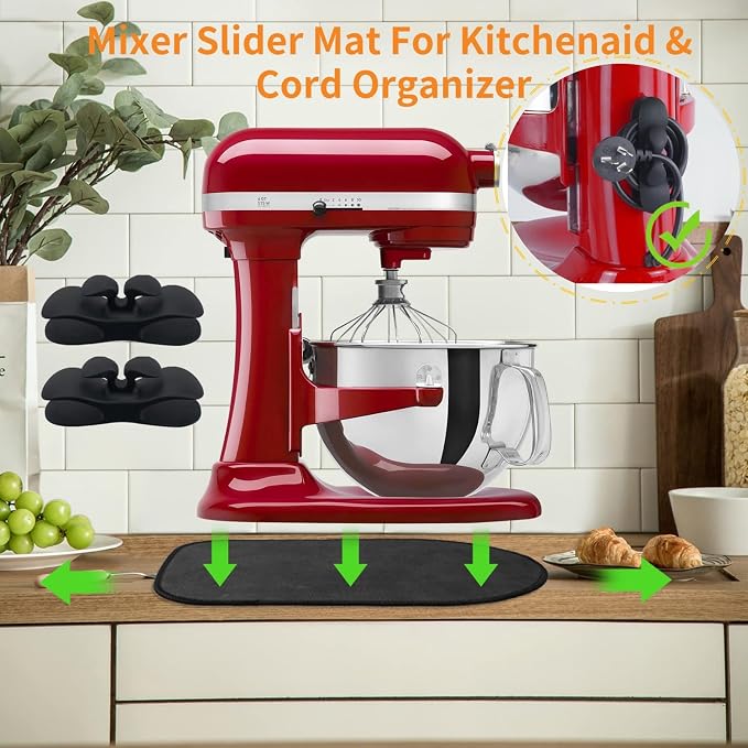 Mixer Sliding Mats for Stand Mixer With 2 Black Mixer Accessories,Mixer Slider Mat Compatible with 5-8QT Bowl-Lift Stand Professional Mixer