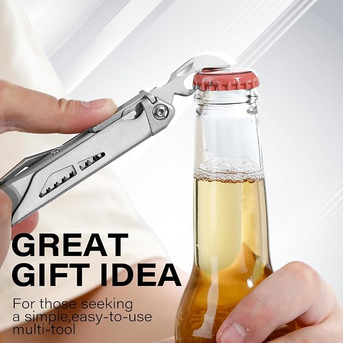 EDC Multitool, 21-in-1 Multi Tool Pliers with Safety Locking | Heavy-duty Stainless Steel, Seat Belt Cutter-Men's Gift Set with Nylon Sheath for DIY, Home, Garden & Outdoors, Satin Finish