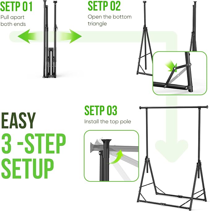 MAXLEAD HOME Clothes Rack Foldable Clothing Rack, 64.5''H Collapsible Garment Rack with 4 levels Adjustable Height, Portable Coat Rack for Travel, Camping, Drying, RV, Indoor, Outdoor, Easy Assemble | 64.5''H Collapsible Garment Rack Portable Coat Rack...