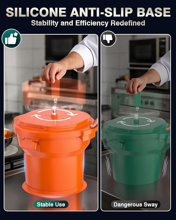 WantJoin Commercial Salad Spinner - 2 Gallon Salad Dryer w/Silicone Anti-slip Mat & Draining Hose, 8Qt Manual Salad Spinner for 3 Heads of Lettuce Spinner Large for Catering