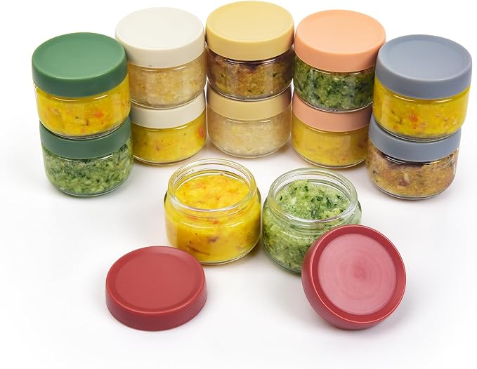 EONJOE 2oz Glass Dressing Containers With Lids, Sauce Jars for Lunch, 12pk | Airtight ,BPA Free,Perfect for to go lunch box Accessories , Dishwansher safe