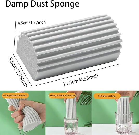 Damp Clean Duster Sponge 2 Pack Household Cleaning Sponges Reusable Dusting Sponge for Brushing Blind Glass Vents Window Mirrors Baseboards