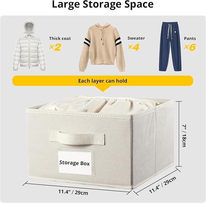 BrilliantJo 2 Pack 6 Shelves Hanging Closet Organizer with 2 Drawer, Hanging Storage with 4 Side Pockets for Clothes Shoes, 43.5"x12"x12"(Beige)