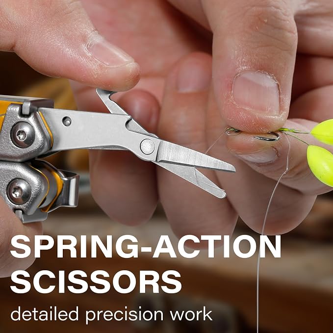 21-in-1 Multi Tool Pliers w/Safety Locking & Spring-Action Scissors | Heavy-duty Stainless Steel Multi-tool Set with Nylon Sheath for Work, Home, Garden, DIY & Auto, Maple Yellow