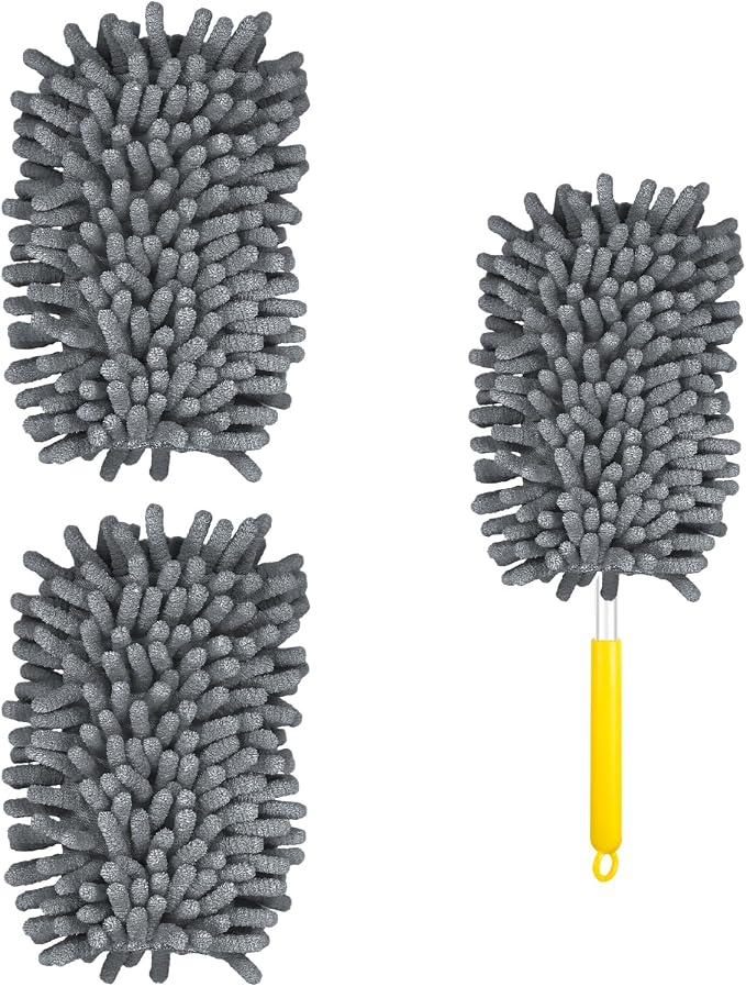 2pcs Duster Refills for Swiffer, Microfiber Dusters Heavy Duty Refills 360 Ceiling Fan Duster Replacements Reusable Hand Dusters for Cleaning (Gray)