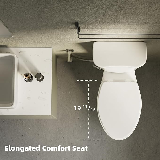 Tall Toilets For Seniors 21 Inch, Los Flexi Comfort & High Toilet, Elongated Bowl and Soft-Close Seat, 1.28 GPF Extra Tall Handicap Toilet with Efficient Siphonic Flush & 12" Rough-In
