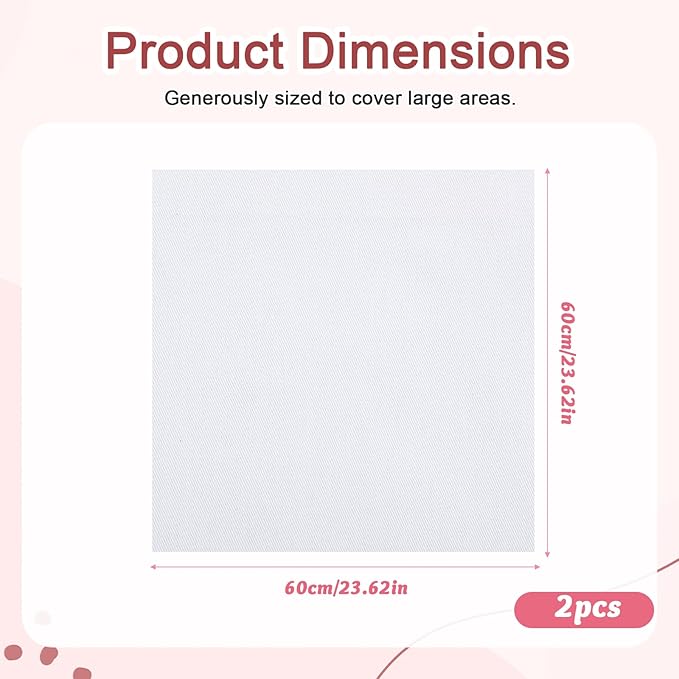 2 Pcs Cotton Pressing Cloth for Ironing, 24 x 24 Inch, Cloths Ironing-Pad for Press Clothing and Sewing, Ironing Cloth to Protect Clothes, Press Tool (White)