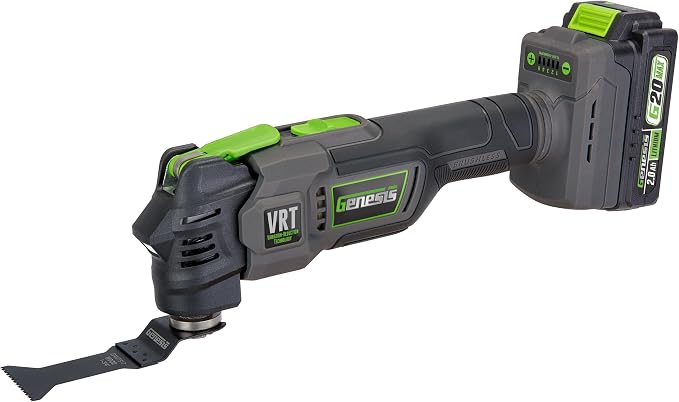 Genesis 20V Brushless Oscillating Multi-Tool, G20MAX Vibration-Reduction Technology (VRT), with Battery, Charger and Accessories (GLMT20BH)