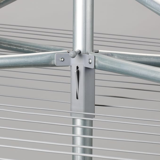 Household Essentials Collapsible Umbrella Clothesline Outdoor Dryer in Aluminum Arms and Steel Post, Silver