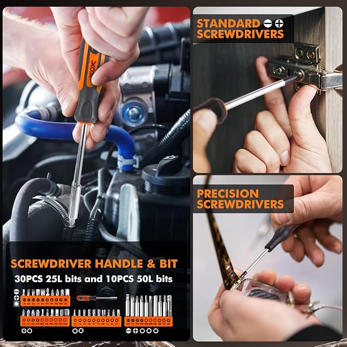 XOOL 368 Piece Home Repair Tool Kit with Drawer Toolbox, Includes Hammer, Pliers, Screwdrivers, Wrench, Tape Measure & More for Home Repair, Apartment, Office, Garage and DIY Projects