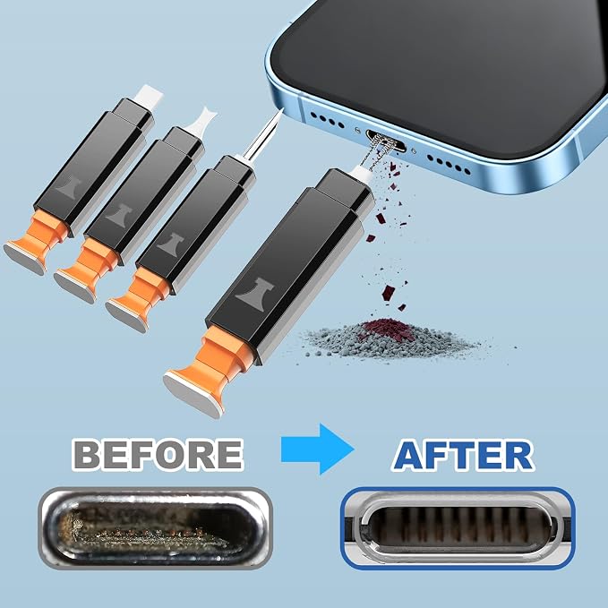 13-in-1 for iPhone Cleaning Kit Charging Port Cleaner with Portable Case | Multi-Tool Phone Cleaner for Repair iPhone AirPods Pro iPad (Type C) Charging Port Speaker, Lightning Cables, Connectors